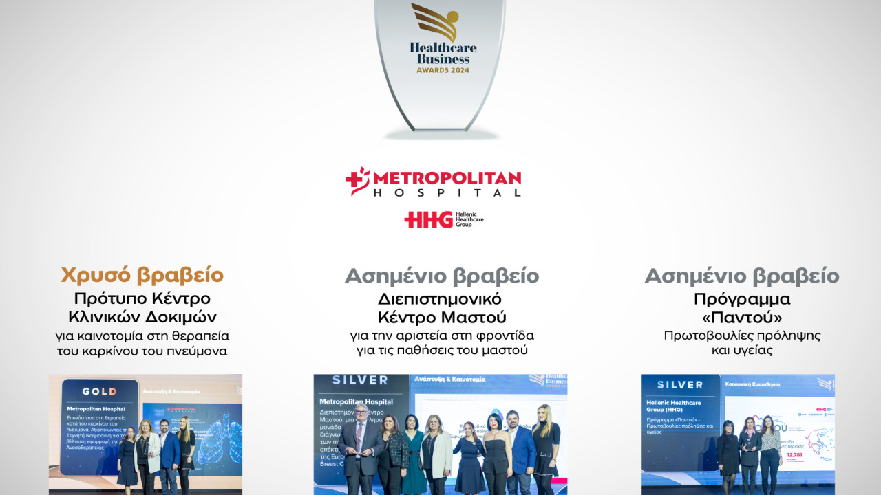 Τριπλή διάκριση για τον Όμιλο HHG στα Healthcare Business Awards 2024