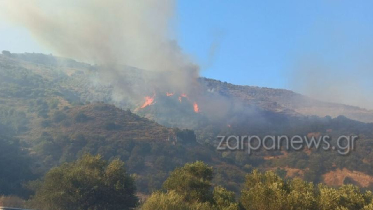 Μεγάλη φωτιά στα Χανιά -Επιχειρούν δυνάμεις από όλη την Κρήτη και ελικόπτερο