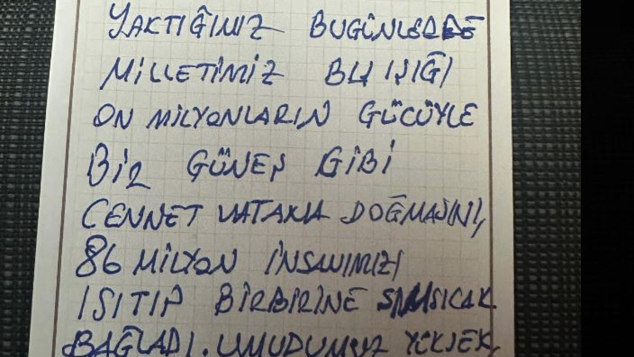 Χειρόγραφο σημείωμα του Ιμάμογλου μέσα από τη φυλακή