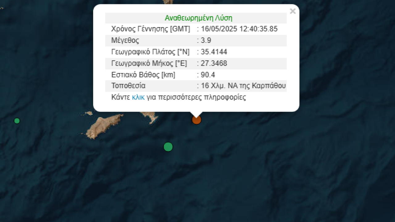 Σεισμός 3,9 Ρίχτερ στην Κάρπαθο