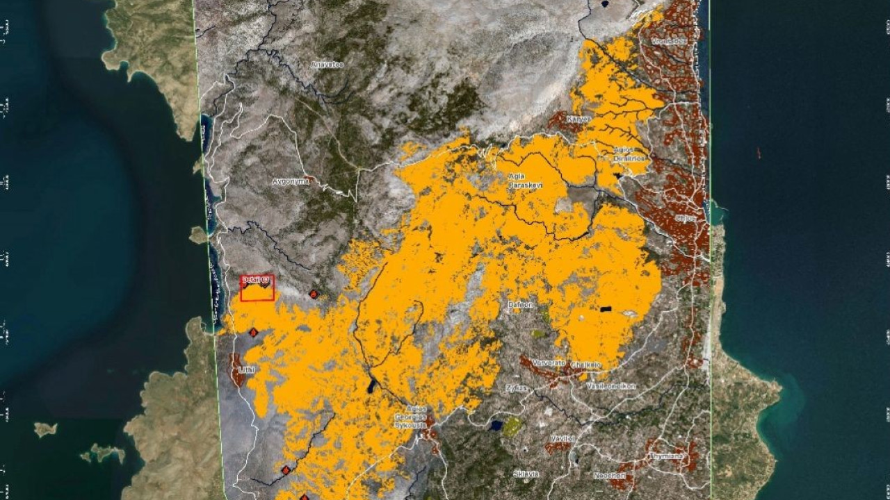 Δορυφορική αποτύπωση: Σχεδόν 41.000 στρέμματα έγιναν στάχτη στη Χίο Δορυφορική αποτύπωση: Σχεδόν 41.000 στρέμματα έγιναν στάχτη στη Χίο