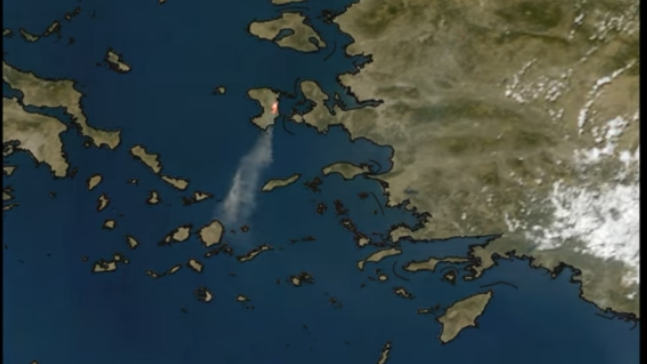 Η πυρκαγιά στη Χίο όπως την «είδε» ο δορυφόρος του Meteo Η πυρκαγιά στη Χίο όπως την «είδε» ο δορυφόρος του Meteo