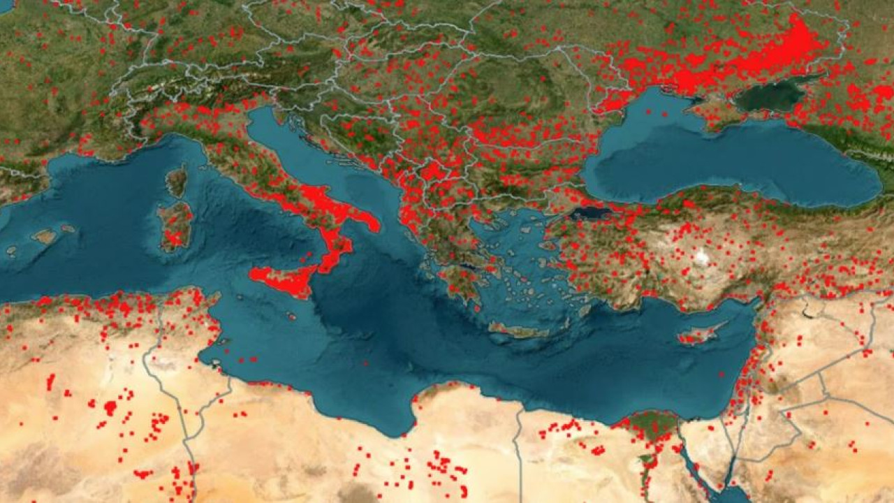 Καίγεται όλη η Μεσόγειος – Δείτε τον δορυφορικό χάρτη της NASA για τις φωτιές σε εξέλιξη Καίγεται όλη η Μεσόγειος – Δείτε τον δορυφορικό χάρτη της NASA για τις φωτιές σε εξέλιξη