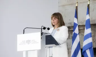 Η Κατερίνα Σακελλαροπούλου: στην εκδήλωση της Ένωσης Ελλήνων Εφοπλιστών