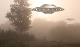 Alien spaceships flying