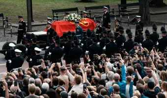 The coffin of Norway's King Harald V