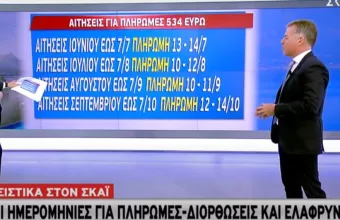 Επίδομα 534 ευρώ: Όλες οι ημερομηνίες για τις πληρωμές μέχρι τον Οκτώβριο 