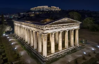 Αυτός είναι ο νέος φωτισμός σε ναό Ηφαίστου, μνημείο Φιλοπάππου- Με υπογραφή της Ντεκώ (pics,vid)