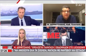 Δερμιτζάκης σε ΣΚΑΪ: Παράταση lockdown για 2 εβδομάδες – Η πρόταση για «έξυπνα» μέτρα
