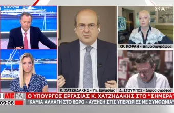 Χατζηδάκης σε ΣΚΑΪ για εργασιακό: Βάση το 8ωρο – Η προστασία από «κακούς» εργοδότες