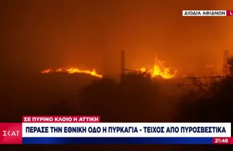 Σε πύρινο κλοιό η Αττική: Πέρασε στην απέναντι πλευρά της Εθνικής Οδού η πυρκαγιά στις Αφίδνες