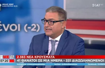 Βασιλακόπουλος σε ΣΚΑΪ: Για κάποιο λόγο θεωρούνται «οκ» 40 νεκροί την ημέρα
