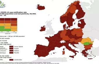 Κορωνοϊός - ECDC:  Σε «βαθύ κόκκινο» η Ελλάδα, και σχεδόν oλόκληρη η Ευρώπη