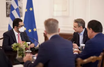 Από την συνάντηση του πρωθυπουργού με τον υπουργό Βιομηχανίας και Υψηλής Τεχνολογίας των Ηνωμένων Αραβικών Εμιράτων