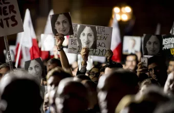 Διαδήλωση για τη δολοφονία της Μαλτέζας δημοσιογράφου