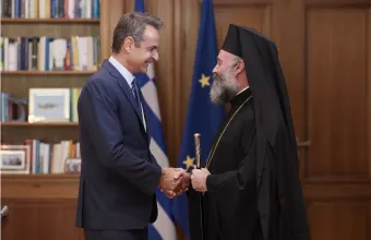 Ο Κυριάκος Μητσοτάκης με τον Αρχιεπίσκοπο Αυστραλίας