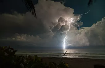 Severe lightning storm over the ocean