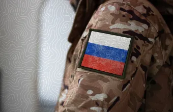 Russia Soldier. Soldier with flag Russia