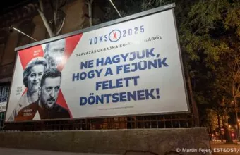 Βουδαπέστη: αφίσα εκστρατείας Όρμπαν κατά Ουκρανίας Εκστρατεία Όρμπαν κατά Ουκρανίας