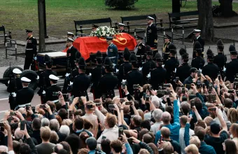 The coffin of Norway's King Harald V