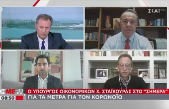 Σταικούρας σε ΣΚΑΪ : Σχεδόν όλες οι επιχειρήσεις στα μέτρα στήριξης. Από 1 έως 3%  η ύφεση