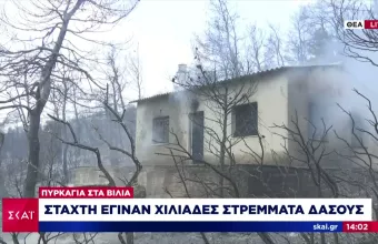 Βίλια: Ανεξέλεγκτη η φωτιά προς το Πεδίο Βολής Μεγάρων- Κάηκαν κτίσματα εκτός οικισμών