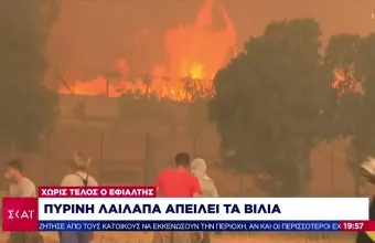 Kόλαση φωτιάς στα Βίλια: Μάχη για να μην φτάσουν οι φλόγες στο χωριό