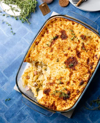 Σουφλέ ζυμαρικών της μαμάς με τα όλα του!