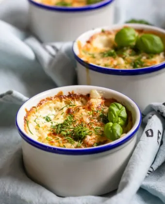 Σουφλέ με κοτόπουλο, μανιτάρια και βασιλικό