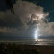 Severe lightning storm over the ocean