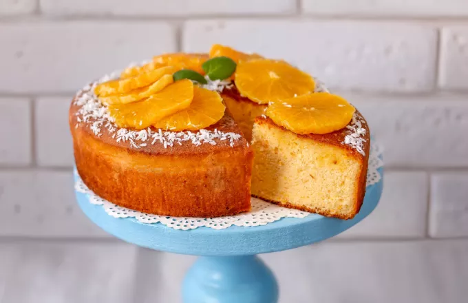 Νηστίσιμο κέικ με ταχίνι με πορτοκάλι