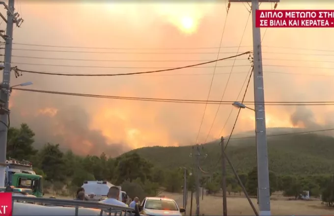 Διπλό μέτωπο στην Αττική σε Βίλια και Λαύριο -Μάχη με τις φλόγες δίνουν επίγειες και εναέριες δυνάμεις