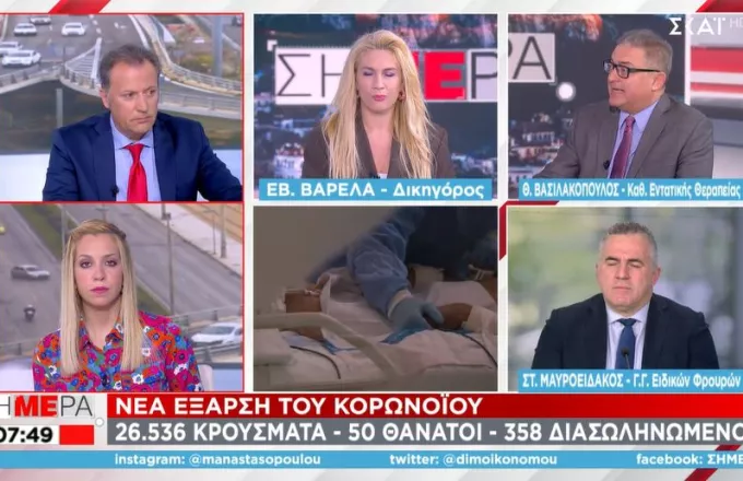 Βασιλακόπουλος σε ΣΚΑΪ: Έξαρση της πανδημίας- Θα πληρώσουμε μεγαλύτερο φόρο θανάτων 