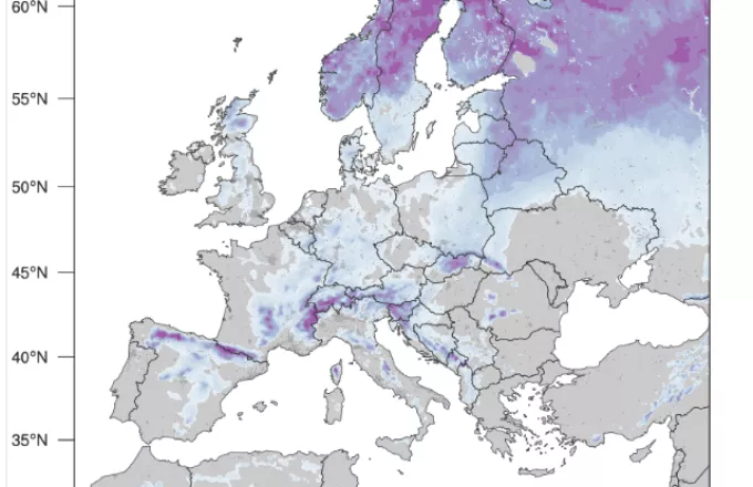 Meteo: Εκτεταμένες χιονοπτώσεις σε Ευρώπη και Βορειοδυτική Αφρική