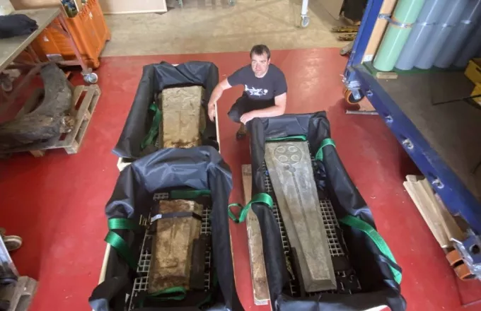 Medieval grave slabs recovered from historic shipwreck