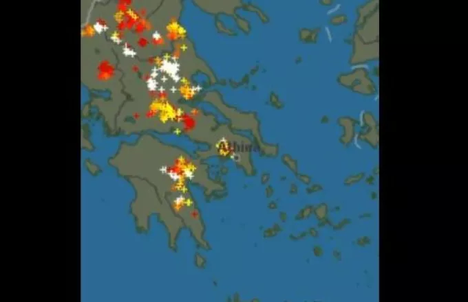 Χάρτης κεραυνοί - πυρκαγιές