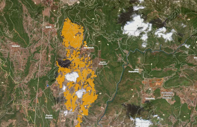 Copernicus: Σχεδόν 3.800 στρέμματα έκαψε η φωτιά στην Εύβοια