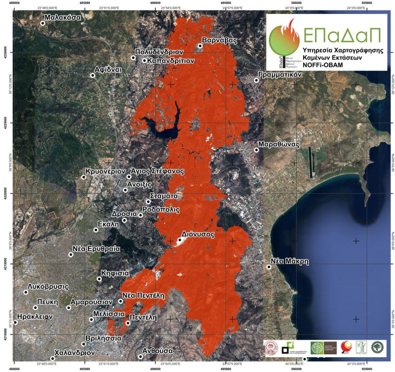 Χάρτης καμένων 11ης Αυγούστου 