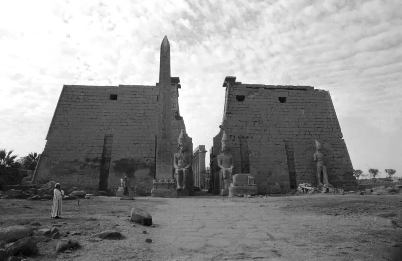 Luxor Temple, showing the obelisk on the left in Luxor, Egypt