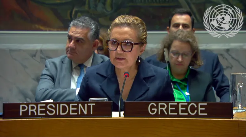 Η Μόνιμη Αντιπρόσωπος της Ελλάδας στον ΟΗΕ, πρέσβης Αγλαΐα Μπαλτά