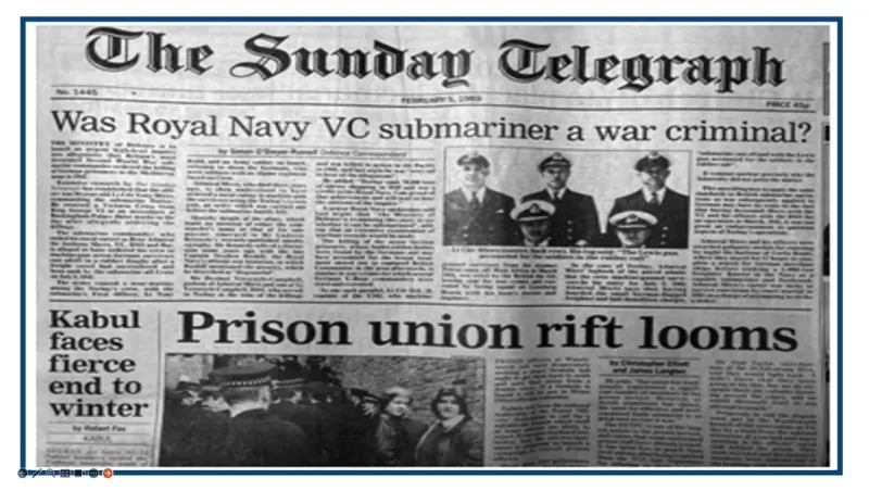 Πρωτοσέλιδο της The Sundy Telegraph