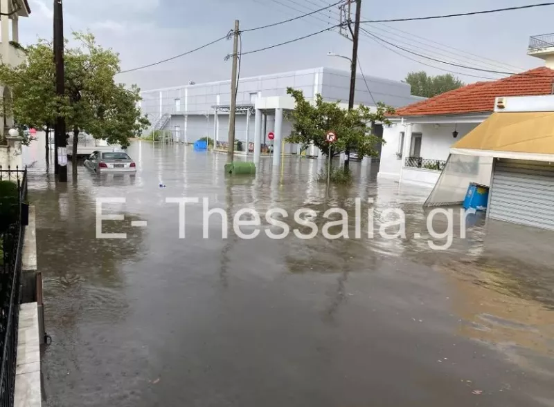 Πτώσεις δέντρων και πλημμυρισμένοι δρόμοι στον Βόλο