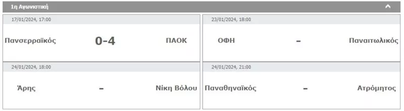 κύπελλο πρόγραμμα