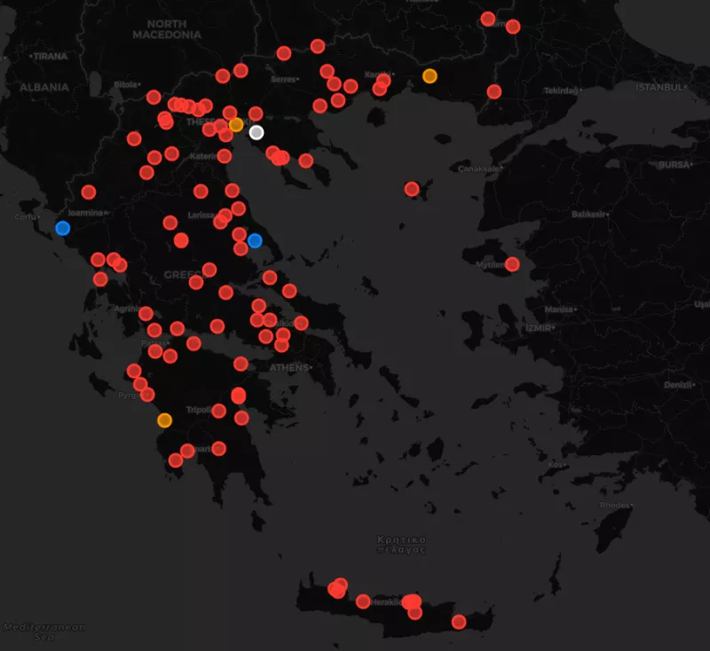 Ο χάρτης με τα ενεργά μπλόκα