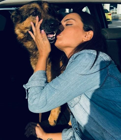 Elpida with Sami, the dog of Jonis Kalimeris