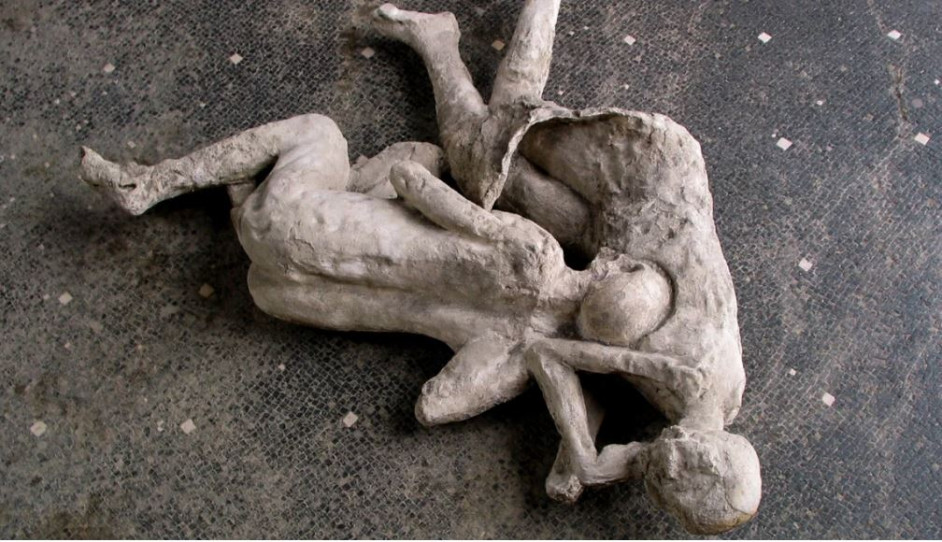 Plaster casts of two figures in the House of the Cryptoporticus