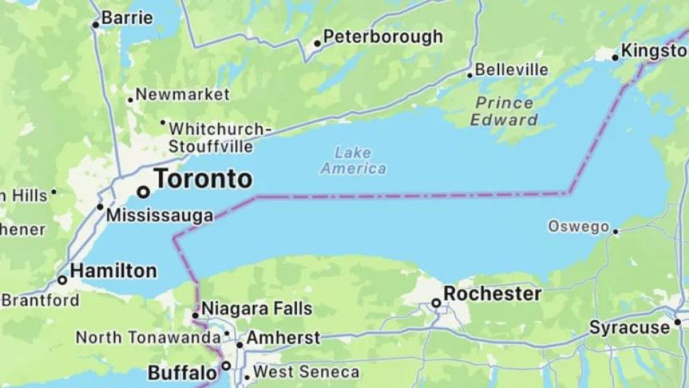Μετά την Google, και η Apple μετονόμασε την Λίμνη Οντάριο σε «Λίμνη Αμερική» μετά τη διαταγή του Τραμπ