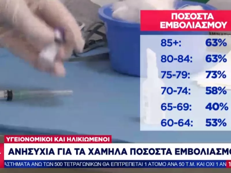 Ανησυχία για χαμηλα ποσοστού εμβολιασμού σε μεγαλύτερες ηλικιακές ομάδες-Πόσοι έχουν εμβολιαστεί