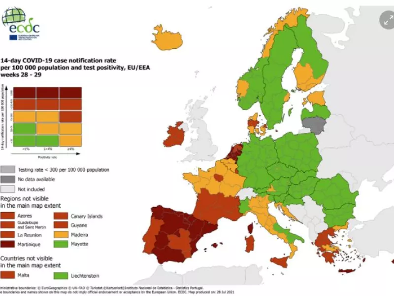ECDC:  Στις αποχρώσεις του «κόκκινου»  η Ελλάδα- Η κατάσταση στην Ευρώπη