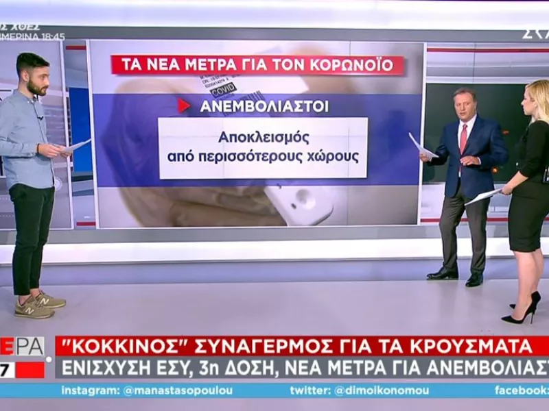 «Κλειδώνουν» τα νέα μέτρα για τον κορωνοϊό – Οι τρεις άξονες, οι αλλαγές για ανεμβολίαστους